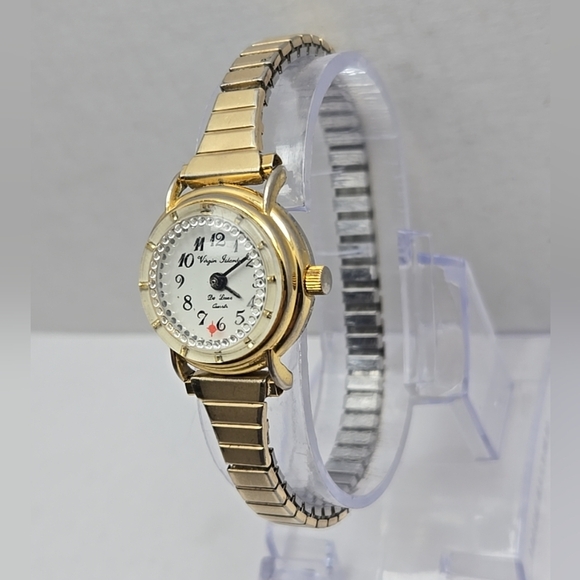 Womens Virgin Islands Swiss Rotating Gem Second Hand Watch Gold Tone New Battery - Picture 2 of 10